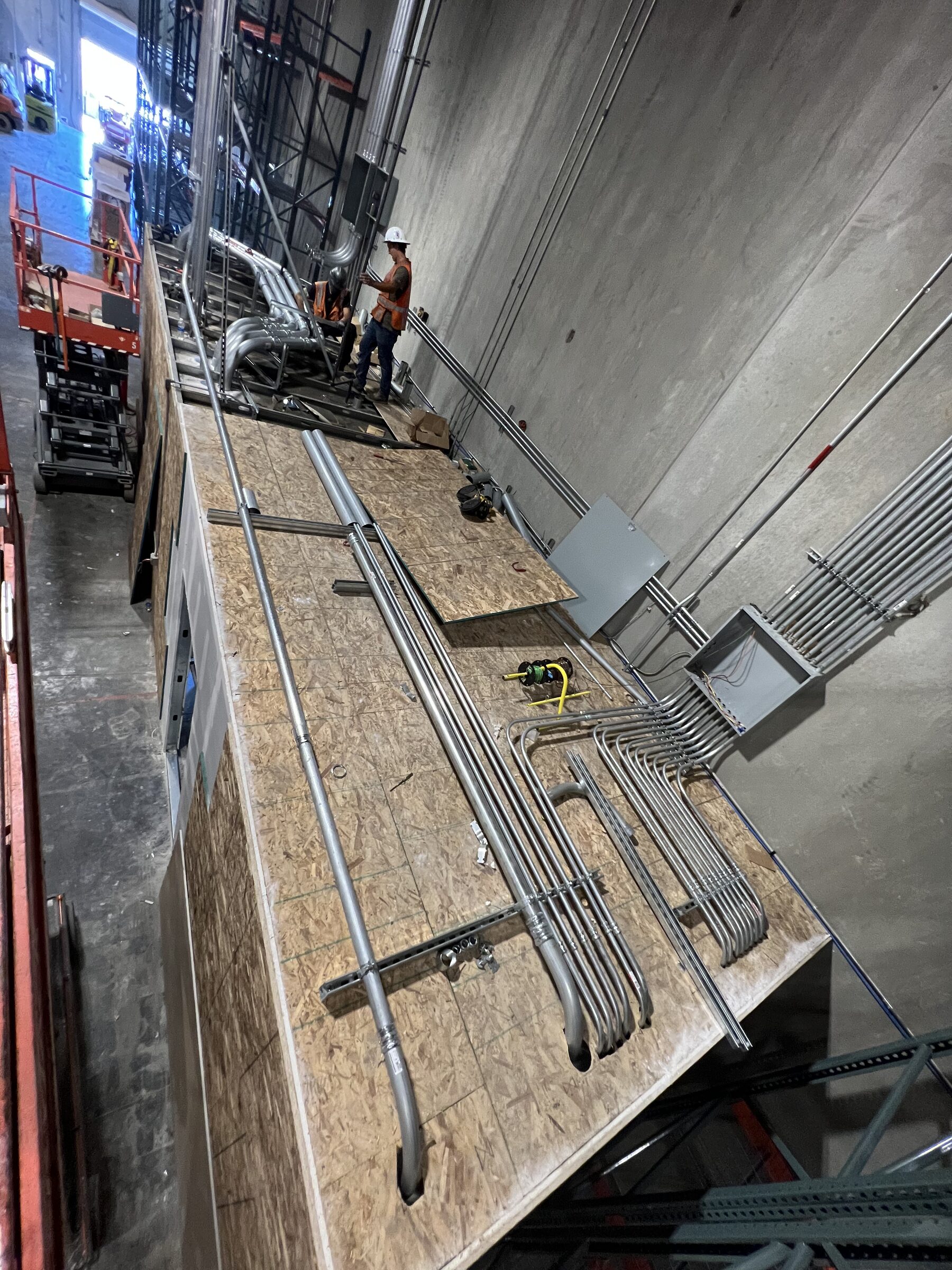 Precision conduit runs installed in a commercial building